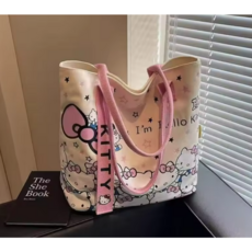 귀여운 키티 캔버스 숄더 에코백