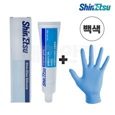 신에츠 실리콘 KE45 백색 튜브 100g 전기 절연 접착 + 니트릴장갑, 1세트
