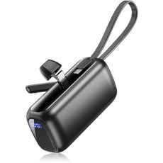 UOOFON 도킹형 보조배터리 10000mAh 대용량 고속충전 PD 22.5W 잔량표시 일체형 게이블&스탠드, 블랙, Z8