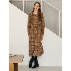 [르샵.] 카라 체크 패턴 스트랩 긴팔 원피스 (DP3OW022A)