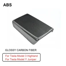테슬라 호환 모델 3 하이랜드 Y 주니퍼 카본 파이버 센터 콘솔용 TPE 암레스트 박스 보호 커버 스크래치 방, 08 Glossy Y 3 Highland