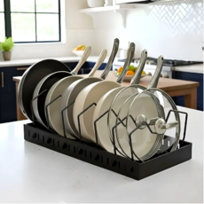 세요나 손이편한 후라이팬 정리대, 1개, 블랙, 8단