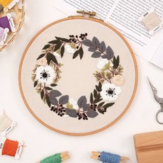 手工刺繡DIY材料包 初學者立體繡花布藝制作, 1個, 綿綿情意（繡布尺寸28*28CM),無繡繃（需自備直徑20CM繡繃）