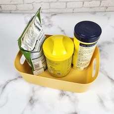 수납정리 미니바구니 손잡이 플라스틱바스켓, 옐로우