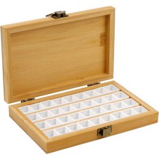 나무 수채화 물감 팔레트 아크릴 구아슈 페인팅 아마추어용 36개 격자 2ml 탈착식 하프 팬 4인치 x 6인치 우드 컬러 컨트리 스타일, Wood Color