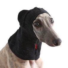 그레이하운드 및 휘펫용 겨울 얇은 강아지 니트 모자 크리스마스 반려동물 넥 이어 워머 방풍 헤드웨어 소형 중형 대형견용_L(레드)_155387, 블랙_155387