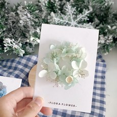 FLORA FLOWER 繡球花花圈卡片 永生花乾燥花, 綠色, 1個