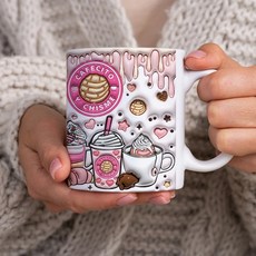 1pc 11oz 커피 Cafecito Y Chisme 패턴 세라믹 머그잔 카페 용 휴대용 와이드 입 커피 컵, MK0006, 1개