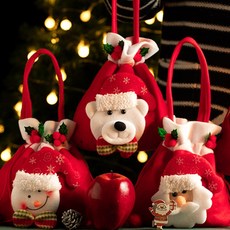 메리클스 선물파우치 주머니 산타 루돌프 눈사람 어린이집 유치원 크리스마스 행사 교회 단체 파티, 1개, 메리클쓰 선물 주머니 전체랜덤