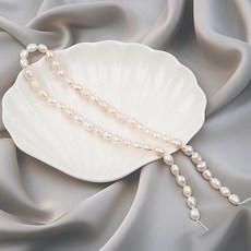 담수진주 구슬 못난이 양식 진주알 핵 천연진주 반지 팔찌 목걸이 만들기 DIY, 밥풀양식진주5-6mm(1줄)