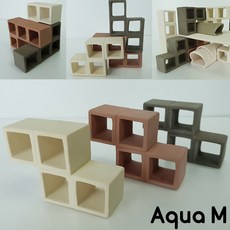 아쿠아엠 테트리스 모음 /수족관 어항 수조 장식품 열대어 산란상 은신처 놀이터 구피 코리 안시 플레코 새우, 브라운, 1개