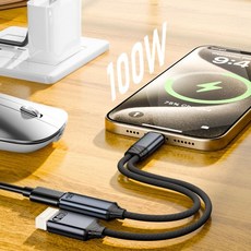 길이 13cm 2 In 1 USB C 스플리터 타입 &amp; 충전 케이블 와이어 및 PD100W 기능 480Mbps 데이터
