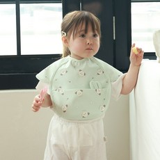 마롤로뜨 아기 방수 턱받이 반팔형 유아 똑딱이 침받이 자기주도 이유식, 마뭉이_방수턱받이 반팔, 1개, 1개입