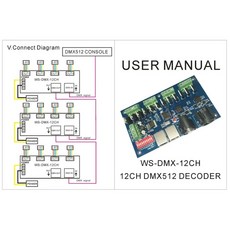 DMX512 3CH 4CH 6CH 8CH 12CH 18CH 24CH 27CH LED 컨트롤러 정전압 공통 양극 디코더 조광기 컨트롤러 5 24V, WS DMX 12CH