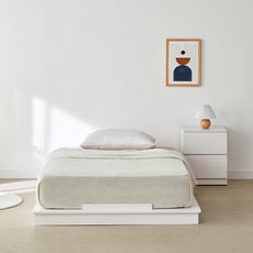 벨루틴 아일랜드 SS 저상형 침대프레임, 화이트,월넛