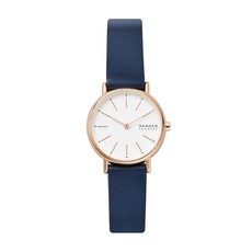 Skagen 여성용 Signatur 쿼츠 아날로그 스테인리스 스틸 및 가죽 시계 색상: 블루/로즈 골드(모델: SKW2838) 137632