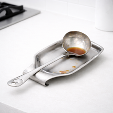 MIRRA 깔끔한 주방 오염 방지를 위한 스텐 국자 조리도구 받침대, 1개, 실버