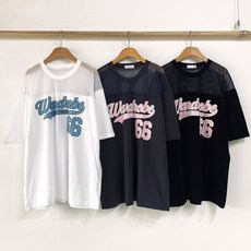 댄마샵 워드 시스루 매쉬 오버핏 반팔티 방송댄스복 줌바댄스복 에어로빅복