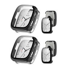 Amazfit Active 2 스퀘어 NOUKAJU 보호 커버 스마트 워치용 케이스 내장 9H 강화 유리 필름 하드 PC Amazfit Active 2 스퀘어 스마트 워, Amazfit Active 2 스퀘어, NOUKAJU, Black