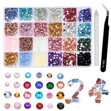 별라 큐빅 네일 파츠 24종 대용량 혼합 색상, 1개, 혼합색상