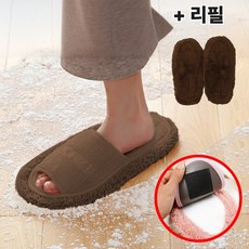 프리소 초극세사 거실 바닥 청소 슬리퍼 실내화, 푹신 브라운(browm), 1세트