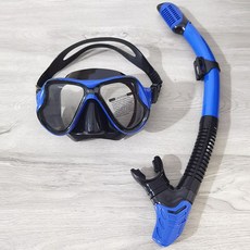 成人专业浮潜套装 高清防雾潜水面罩全干式呼吸管, 1個, MASK500-藍色