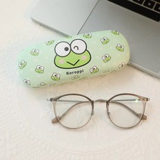 1PC 산리오 헬로 키티 안경 케이스 시나모롤 쿠로미 멜로디 PU 하드 프레임 근시 휴대, Keroppi