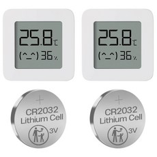 샤오미 블루투스 온습도계 2세대 2P +건전지 내포함, 화이트, 2세트