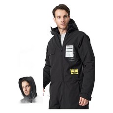 방한 점프수트 오토바이 작업복 겨울 라이더 남여공용 일체형 방한복 스즈끼 겨울작업복, 2. (업그레이드기모도톰+뒷지퍼포함)블랙XL