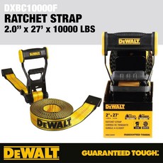 DEWALT 得偉 2 英吋 x 127英尺棘輪繫緊帶 斷裂強度10000 磅 無痕塗層 扁平鉤 貨物捆綁帶, 1個, 扁平鉤單條 2 英吋10000 磅