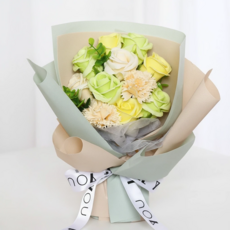 ONAKY 장미 카네이션 졸업식 비누 꽃다발 화이트데이 시들지않는꽃, 녹색