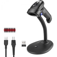 바코드 스캐너 리더기 넷텀스캔 1D 무선 스탠드 포함 2-in-1 2.4G 및 USB 유선 핸드헬드 CCD 총기 화면/종이 스캔용 윈도우 맥과 호환 재고 창고 매장용, 2.4G Wireless