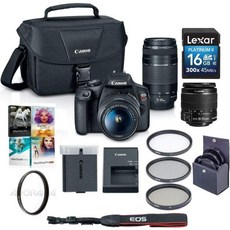 2 렌즈 EF-S 18-55mm EF 75-300mm 렌즈가 장착된 캐논 EOS 레벨 T7 DSLR 카메라 32GB 카드 번들 필터 키트 PC 소프트웨어 패키지 1년 제한 보증