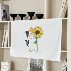 감개무냥 럭키캣 패브릭 포스터, 해바라기냥, 가로형, 중형