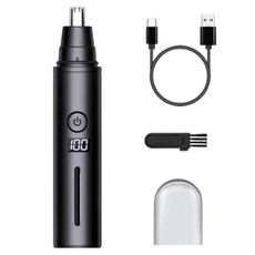 RoseHommy LED 디스플레이 USB 충전식 전동 코털 정리기, 블랙