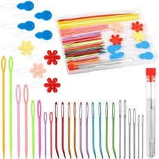 60 PCS 실 바늘 키트 구부러진 태피스트리 3 사이즈 직조 다닝 바느질용 실을 사용한 뜨개질 및 코바늘 용품 포함