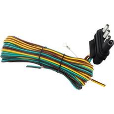 25피트 트레일러 배선 하니스 4선 18AWG 4핀 플랫 플러그 전기 연결용 컬러코드 위시본 키트 조명 작동용 USA, 25피트 트레일러 배선 하니스 4선 18AWG 4핀 플