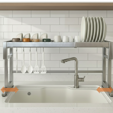 리빙체인지 304 프리미엄 식기건조대 확장형 길이 조절 무타공, 1단 기본 모듈