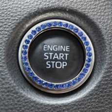 아망디에 빛나는 큐빅 다이아몬드 차량용 시동버튼 커버 점화버튼 장식 커버, 1개, 블루