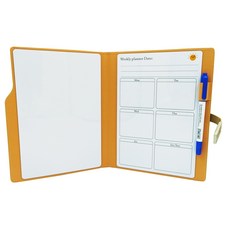 WTB筆記本白板-質感皮套可擦寫記事本週計劃一日計劃三色可選, 奶茶色/全白&周計劃