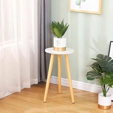 簡約現代花架 陽臺盆栽綠蘿吊蘭花盆架 客廳花幾 室內邊幾 飄窗小茶几, 白色,圆盘直径20高度30