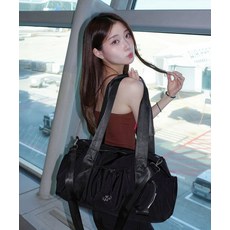 MASMARULEZ [파우치세트] glossy shoulder duffel bag_Black