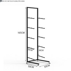 스키 진열대 보관 렌탈샵 전시대 검정 디스플레이 거치대, 검정색 5층 바퀴 5개 수납, 1개