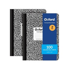 옥스포드 Oxford 컴포지션 노트 24.4 x 19.1cm(9-3/4 7-1/2인치) 학교 저널 대학 유선 종이 블랙 마블 커버 책 당 100장 2팩 (1002515, 옥스포드 Oxford 컴포지션 노트, 24.4 x 19