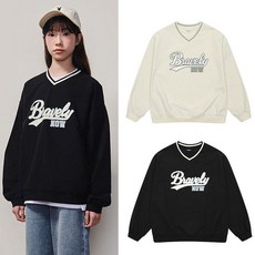 에꼴리에 여자 가을이월 브이넥 나일론 맨투맨티(25A1454)