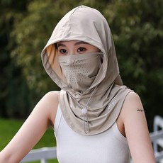 good 服飾配件冰絲防曬遮全臉防紫外線騎行夏季戶外開車護頸, 卡其, 1個