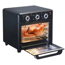 파나나 컴팩트 에어프라이어 토스터 오븐 6-in-1 다기능 및 넓은 온도 범위의 1400W 21QT 60분 타이머/자동 꺼짐 기능이 있는 에어프라이어 오븐 스테인리스 스틸, Black