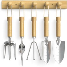 Wood Wall Hooks Organizer Gardening Tool Set 6-Piece Garden Tools with 5 Sturdy Wooden for Wall, Wood Wall Hooks Organizer Gard