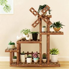 나무 화분정리대 이동식 베란다 화분정리대, 5단, 나무색