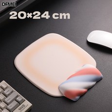 DFMEI 棉花糖護腕鼠標墊記憶棉鍵盤手託可愛辦公滑鼠墊護手腕, 1個, 護腕鼠標墊-藍橘:如圖